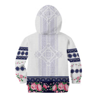 Navy Romanian National Costume Kid Hoodie Peony Flowers Traditional Folk Pattern - Wonder Print Shop