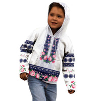 Navy Romanian National Costume Kid Hoodie Peony Flowers Traditional Folk Pattern - Wonder Print Shop