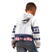 Navy Romanian National Costume Kid Hoodie Peony Flowers Traditional Folk Pattern - Wonder Print Shop
