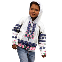 Navy Romanian National Costume Kid Hoodie Peony Flowers Traditional Folk Pattern - Wonder Print Shop