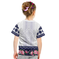 Navy Romanian National Costume Kid T Shirt Peony Flowers Traditional Folk Pattern - Wonder Print Shop