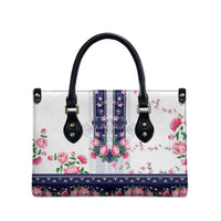 Navy Romanian National Costume Leather Bag Peony Flowers Traditional Folk Pattern - Wonder Print Shop