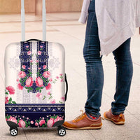 Navy Romanian National Costume Luggage Cover Peony Flowers Traditional Folk Pattern - Wonder Print Shop