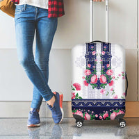 Navy Romanian National Costume Luggage Cover Peony Flowers Traditional Folk Pattern - Wonder Print Shop