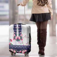 Navy Romanian National Costume Luggage Cover Peony Flowers Traditional Folk Pattern - Wonder Print Shop