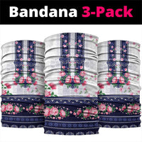 Navy Romanian National Costume Neck Gaiter Peony Flowers Traditional Folk Pattern - Wonder Print Shop