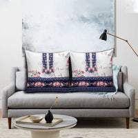 Navy Romanian National Costume Pillow Cover Peony Flowers Traditional Folk Pattern - Wonder Print Shop