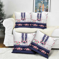 Navy Romanian National Costume Pillow Cover Peony Flowers Traditional Folk Pattern - Wonder Print Shop