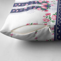 Navy Romanian National Costume Pillow Cover Peony Flowers Traditional Folk Pattern - Wonder Print Shop