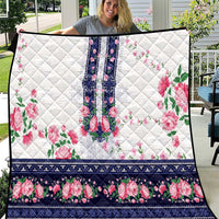 Navy Romanian National Costume Quilt Peony Flowers Traditional Folk Pattern - Wonder Print Shop