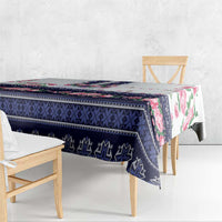 Navy Romanian National Costume Tablecloth Peony Flowers Traditional Folk Pattern - Wonder Print Shop