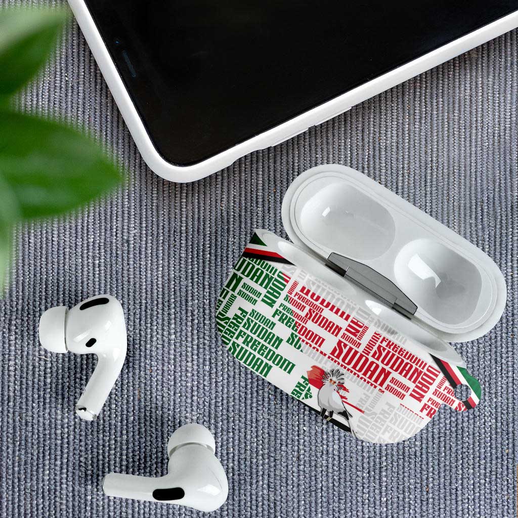Sudan AirPods Case Secretary Bird With Typography Patterns - Wonder Print Shop