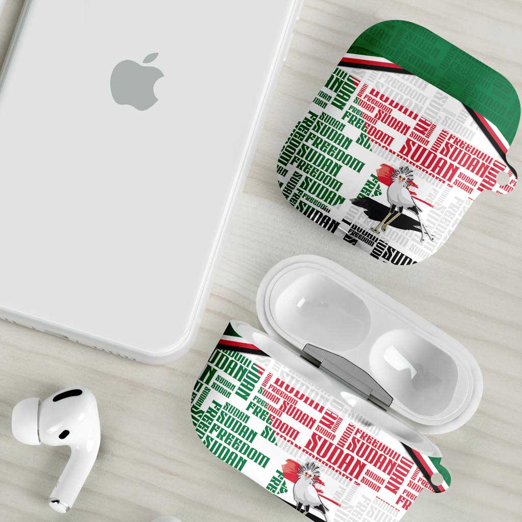 Sudan AirPods Case Secretary Bird With Typography Patterns - Wonder Print Shop