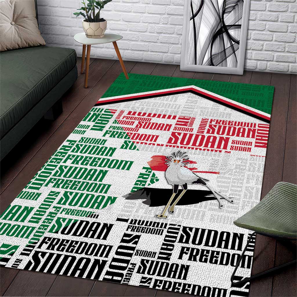 Sudan Area Rug Secretary Bird With Typography Patterns - Wonder Print Shop