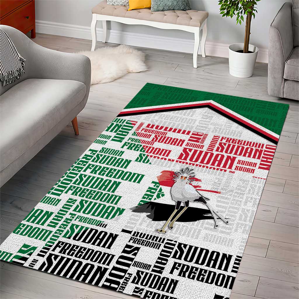 Sudan Area Rug Secretary Bird With Typography Patterns - Wonder Print Shop