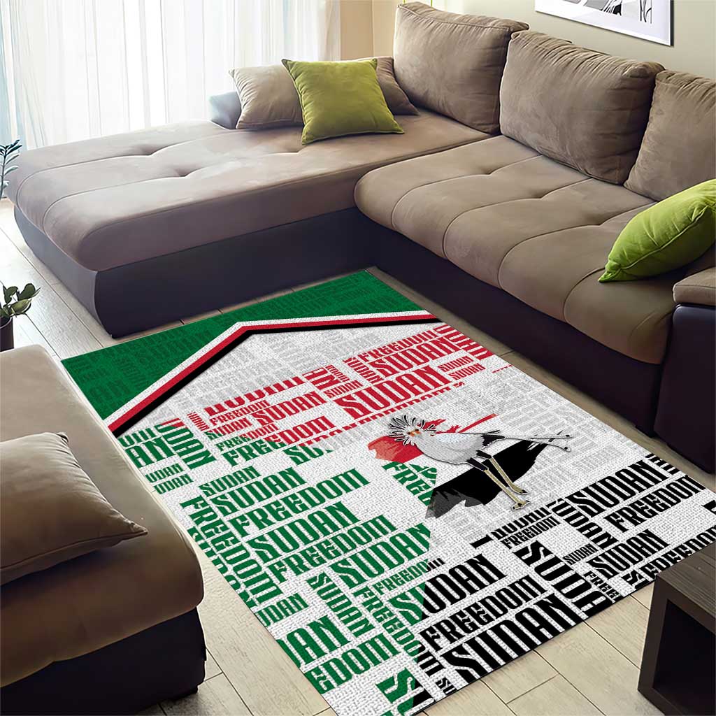 Sudan Area Rug Secretary Bird With Typography Patterns - Wonder Print Shop