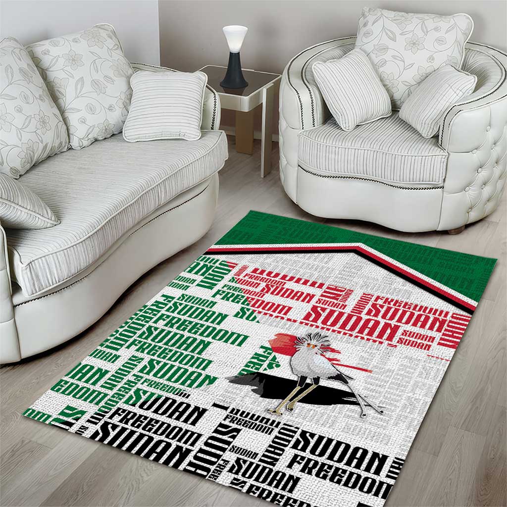 Sudan Area Rug Secretary Bird With Typography Patterns - Wonder Print Shop