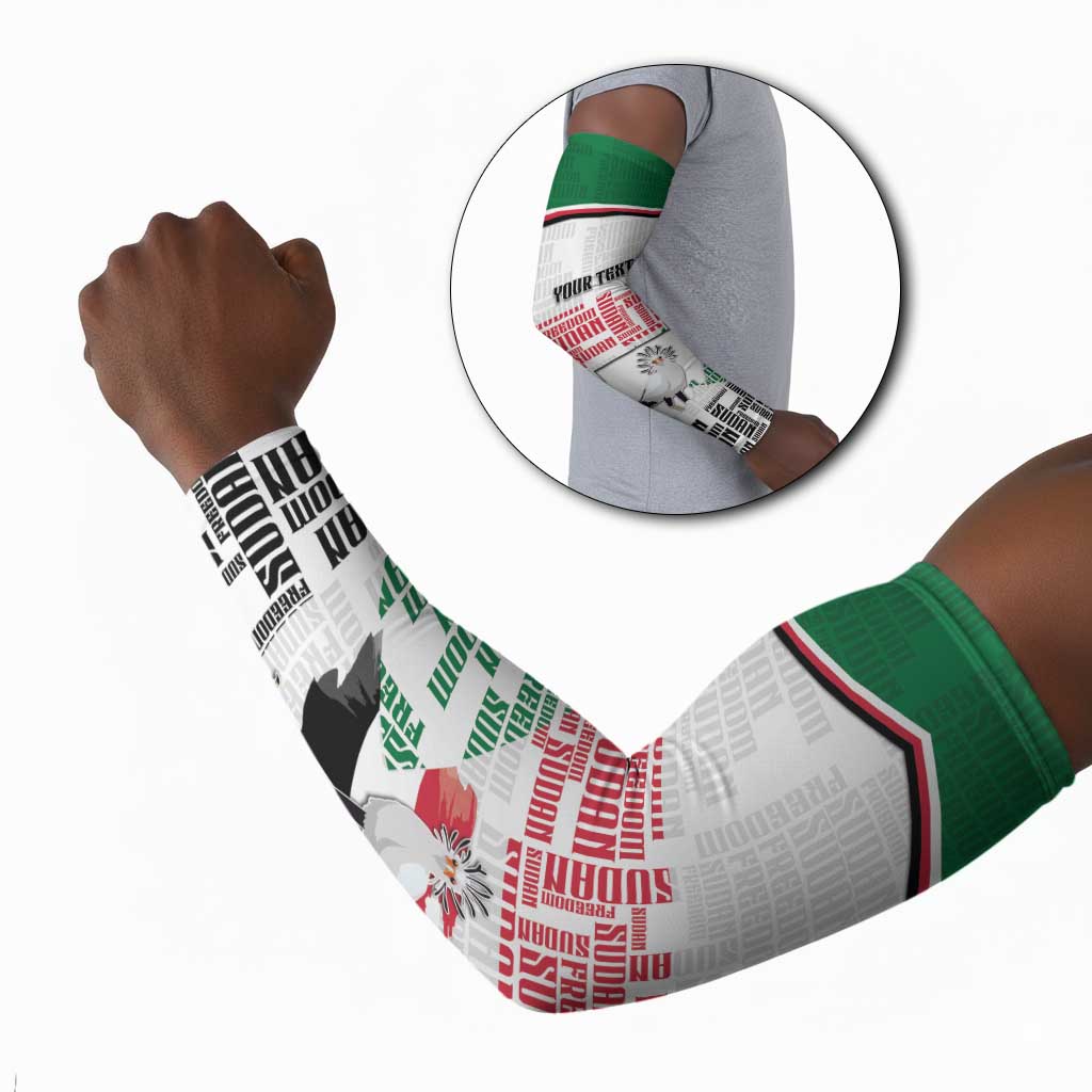 Personalized Sudan Arm Sleeves Secretary Bird With Typography Patterns - Wonder Print Shop