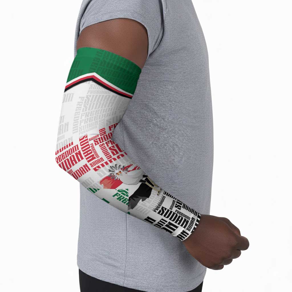 Personalized Sudan Arm Sleeves Secretary Bird With Typography Patterns - Wonder Print Shop
