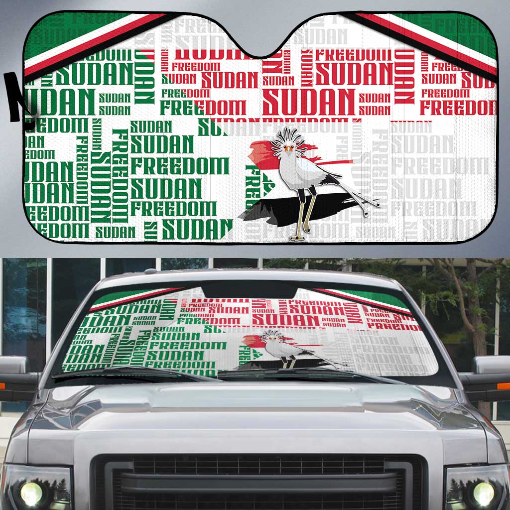 Sudan Auto Sun Shade Secretary Bird With Typography Patterns - Wonder Print Shop