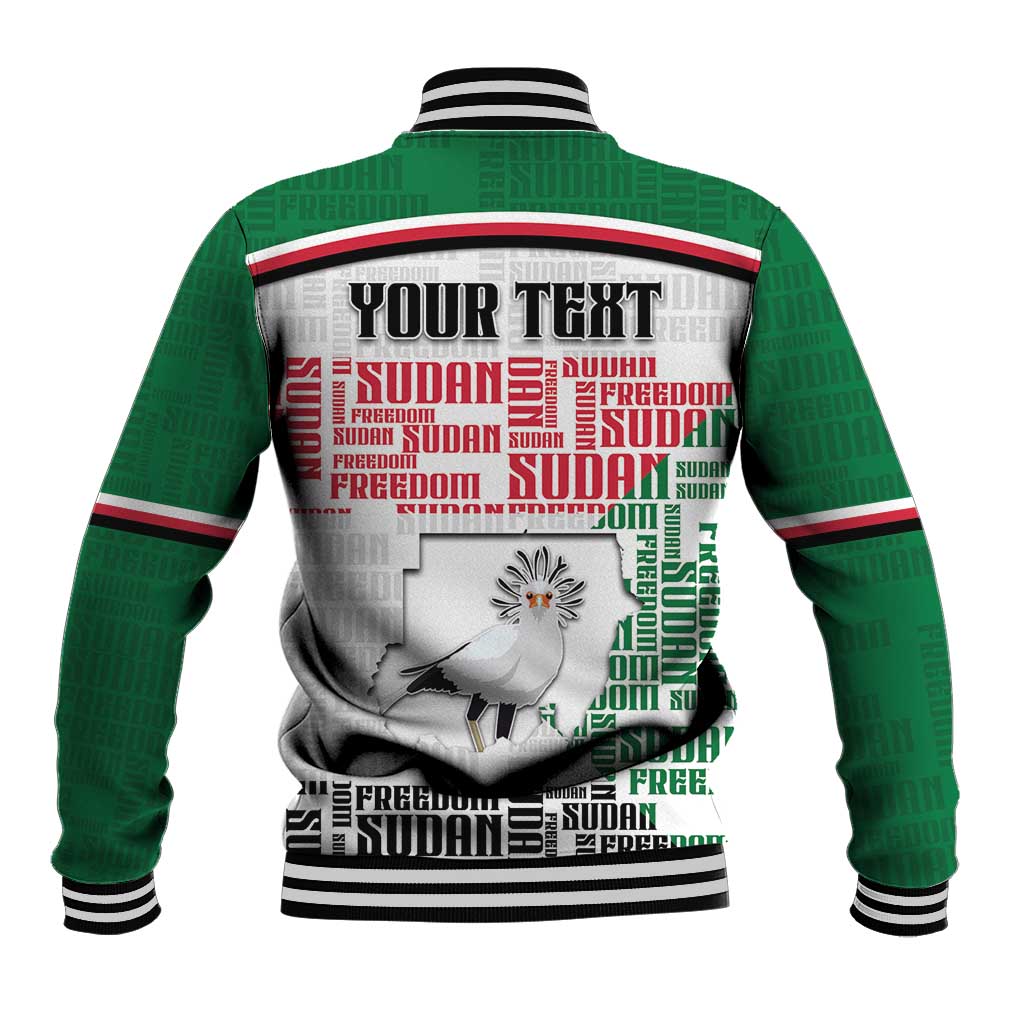 Personalized Sudan Baseball Jacket Secretary Bird With Typography Patterns - Wonder Print Shop