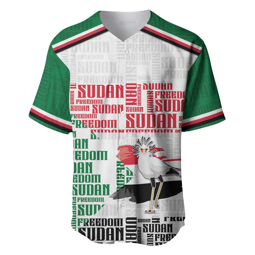 Personalized Sudan Baseball Jersey Secretary Bird With Typography Patterns - Wonder Print Shop