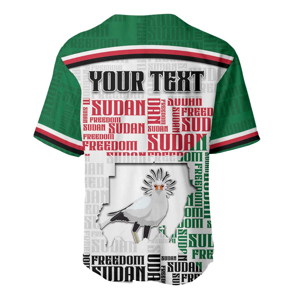 Personalized Sudan Baseball Jersey Secretary Bird With Typography Patterns - Wonder Print Shop