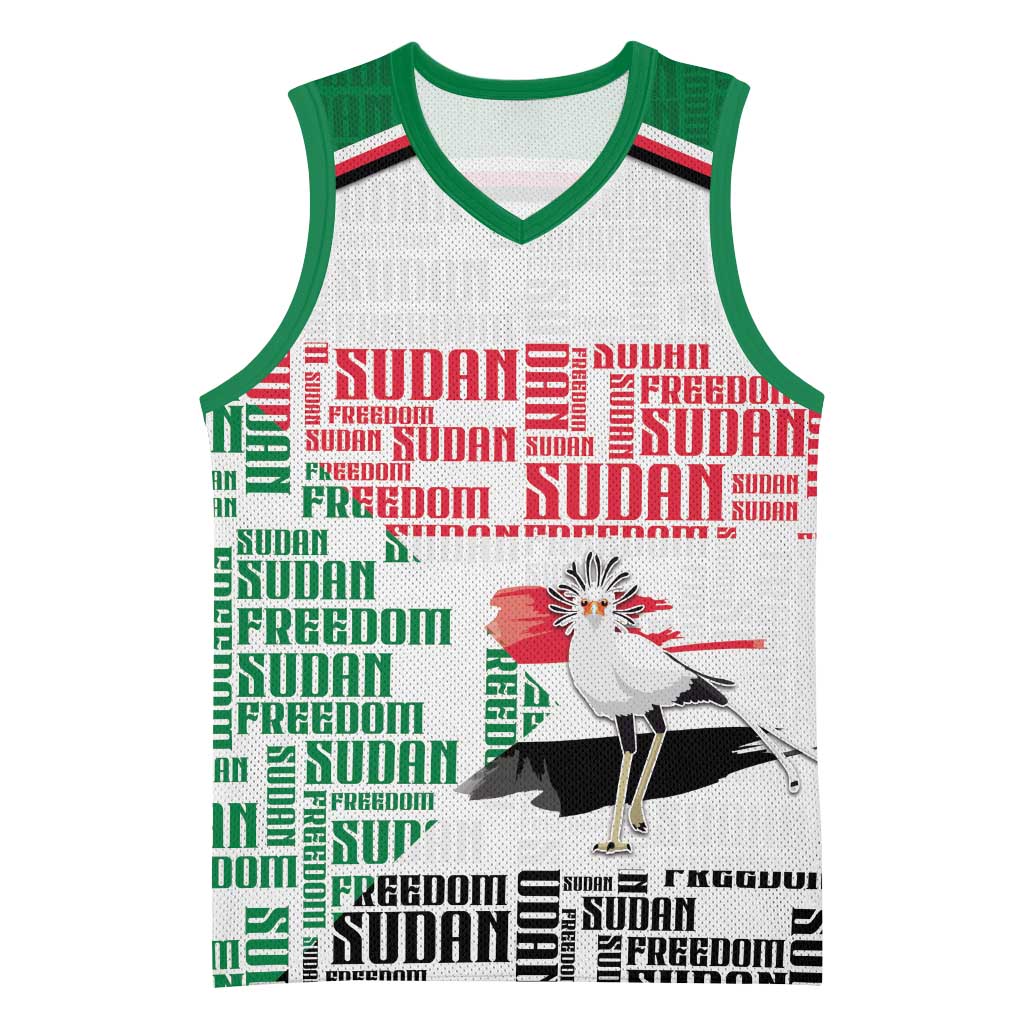 Personalized Sudan Basketball Jersey Secretary Bird With Typography Patterns - Wonder Print Shop