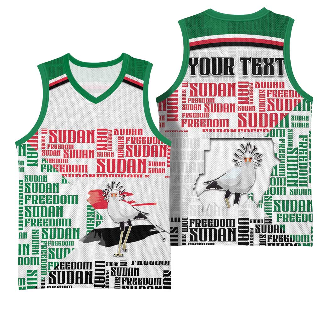 Personalized Sudan Basketball Jersey Secretary Bird With Typography Patterns - Wonder Print Shop