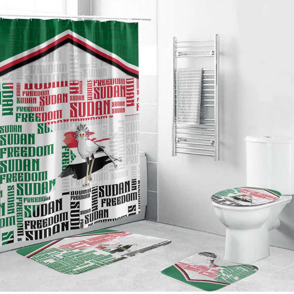 Sudan Bathroom Set Secretary Bird With Typography Patterns - Wonder Print Shop