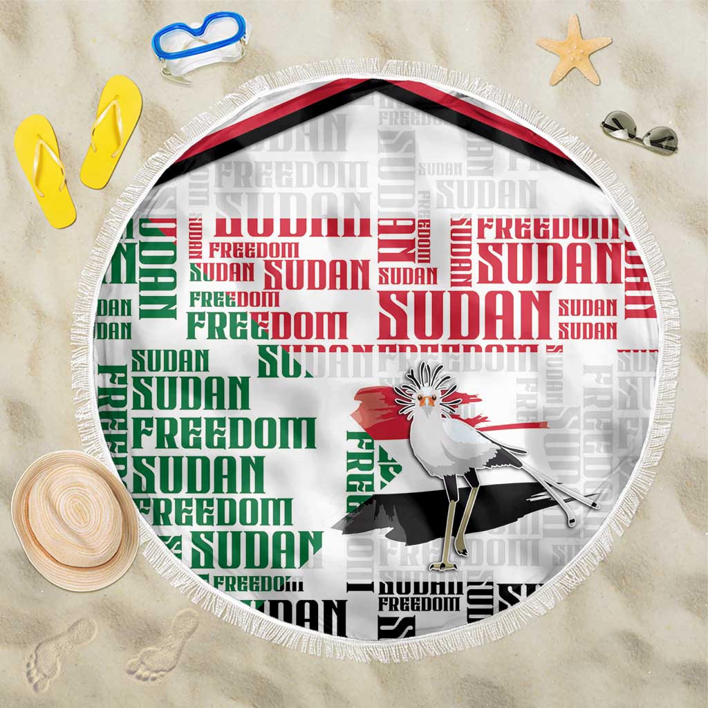 Sudan Beach Blanket Secretary Bird With Typography Patterns - Wonder Print Shop