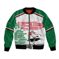 Personalized Sudan Bomber Jacket Secretary Bird With Typography Patterns - Wonder Print Shop