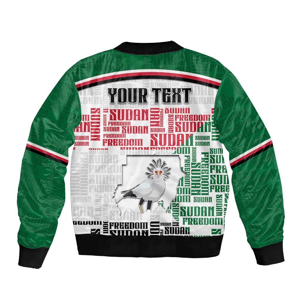 Personalized Sudan Bomber Jacket Secretary Bird With Typography Patterns - Wonder Print Shop