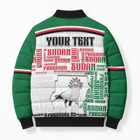 Personalized Sudan Bomber Puffer Jacket Secretary Bird With Typography Patterns - Wonder Print Shop