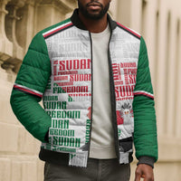 Personalized Sudan Bomber Puffer Jacket Secretary Bird With Typography Patterns - Wonder Print Shop