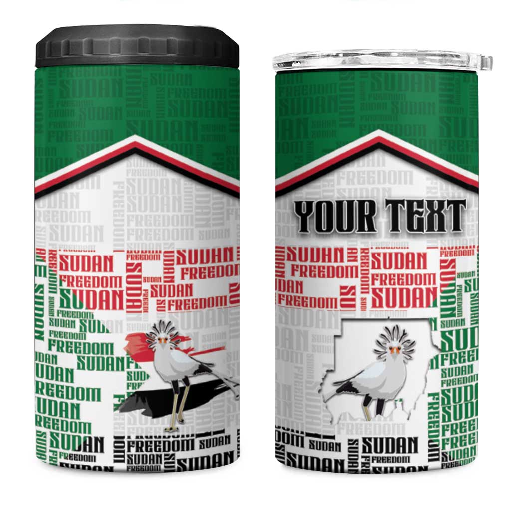 Personalized Sudan 4 in 1 Can Cooler Tumbler Secretary Bird With Typography Patterns - Wonder Print Shop