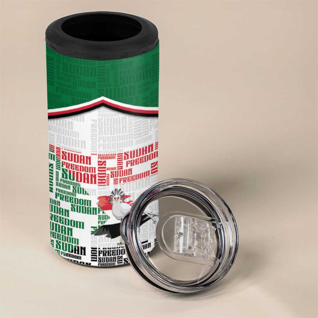 Personalized Sudan 4 in 1 Can Cooler Tumbler Secretary Bird With Typography Patterns - Wonder Print Shop