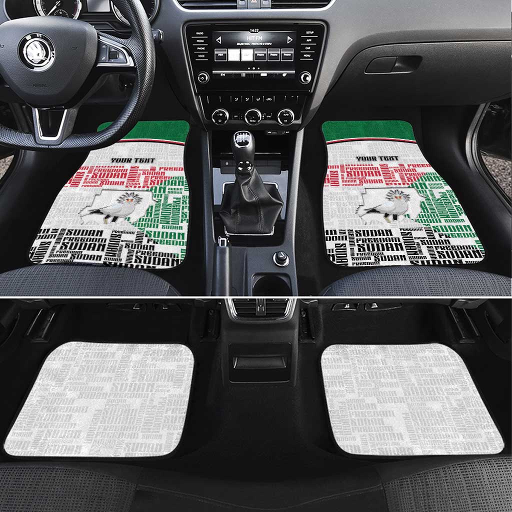 Personalized Sudan Car Mats Secretary Bird With Typography Patterns - Wonder Print Shop