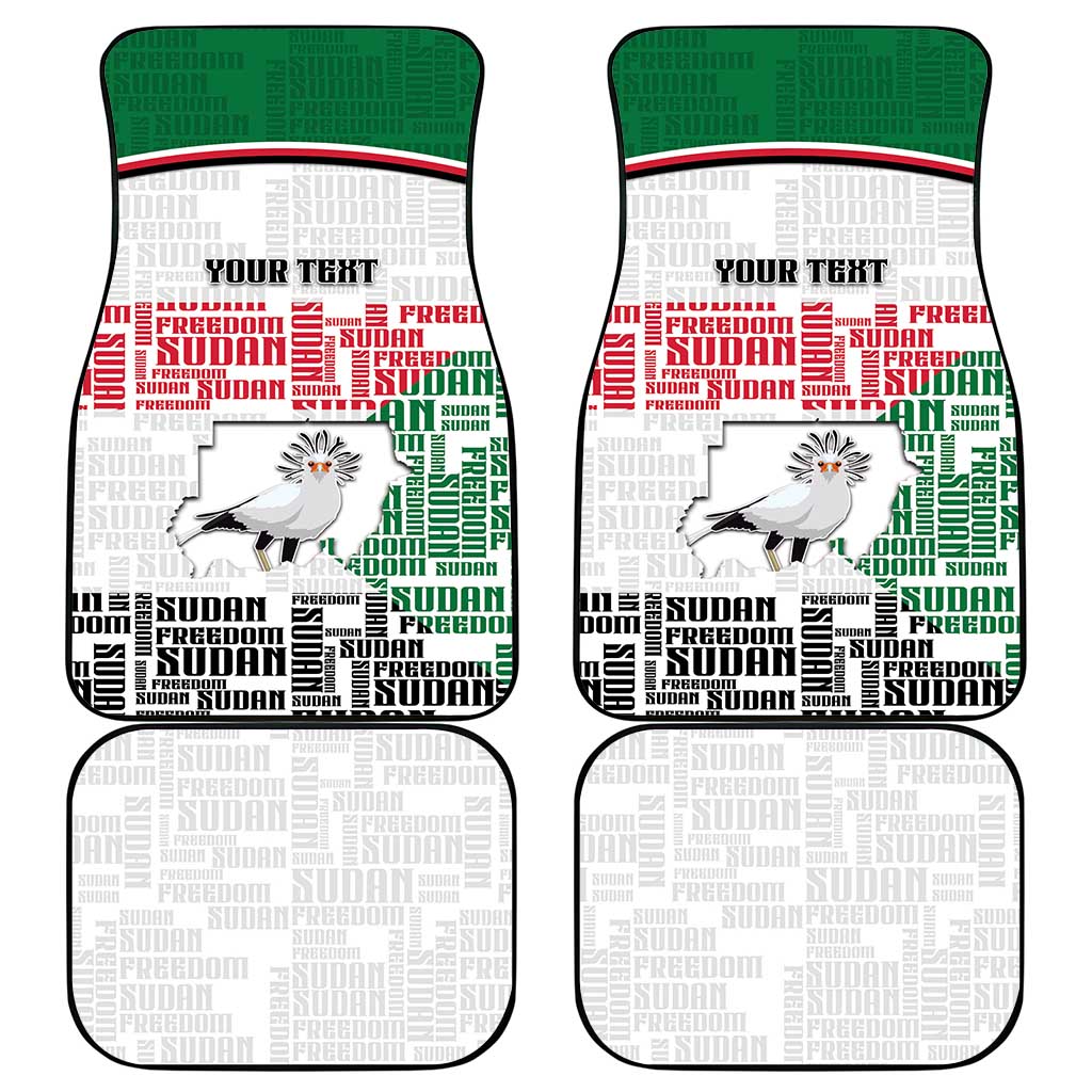 Personalized Sudan Car Mats Secretary Bird With Typography Patterns - Wonder Print Shop