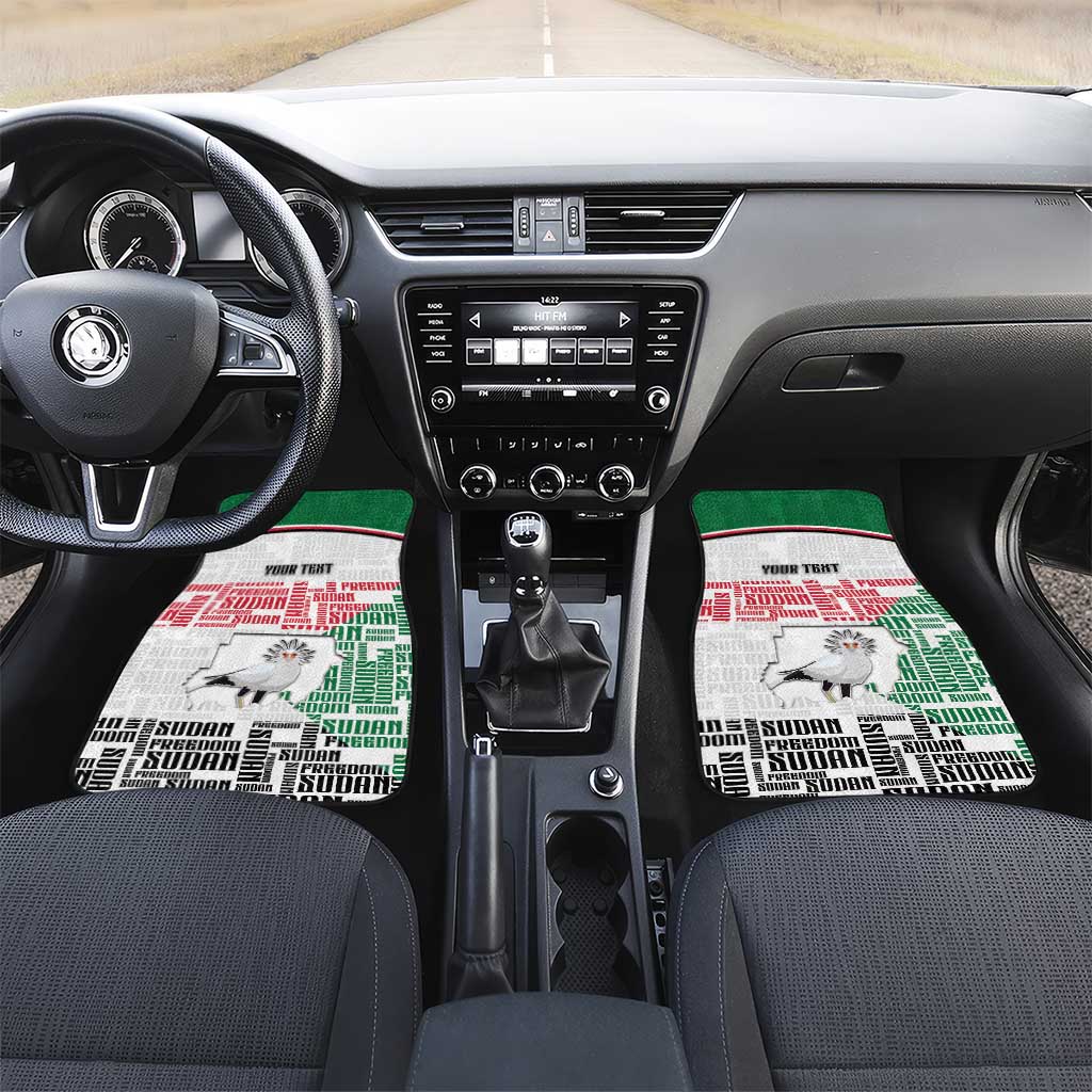 Personalized Sudan Car Mats Secretary Bird With Typography Patterns - Wonder Print Shop