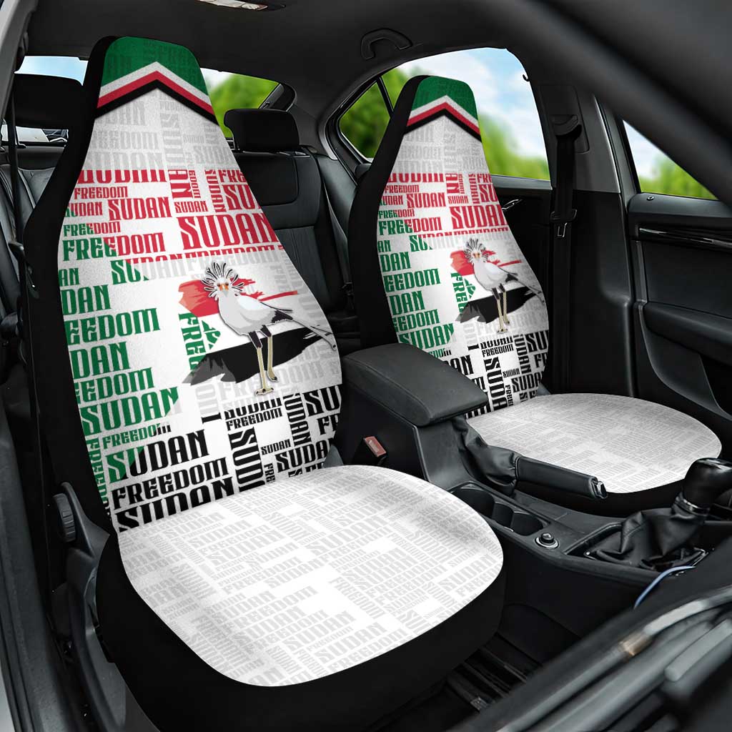 Sudan Car Seat Cover Secretary Bird With Typography Patterns - Wonder Print Shop