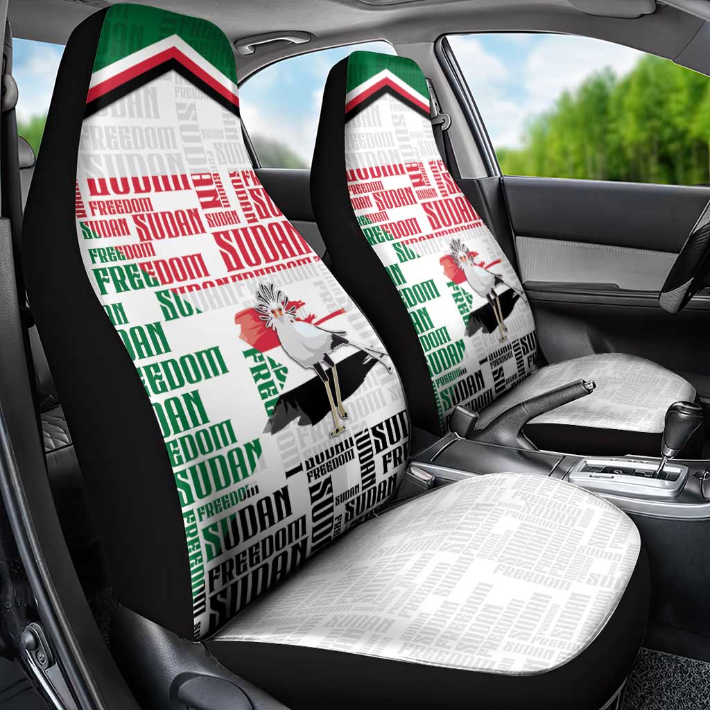 Sudan Car Seat Cover Secretary Bird With Typography Patterns - Wonder Print Shop