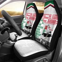 Sudan Car Seat Cover Secretary Bird With Typography Patterns - Wonder Print Shop