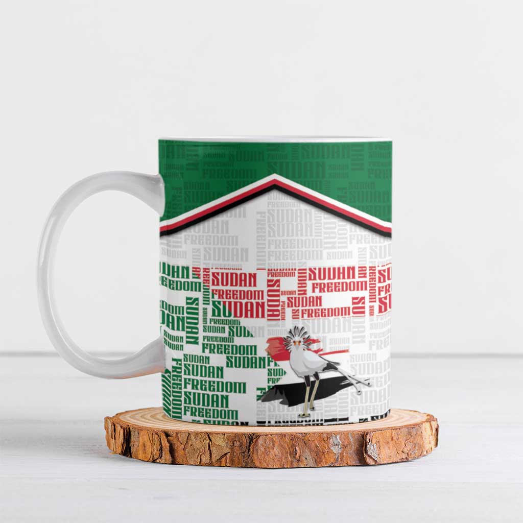 Personalized Sudan Ceramic Mug Secretary Bird With Typography Patterns - Wonder Print Shop