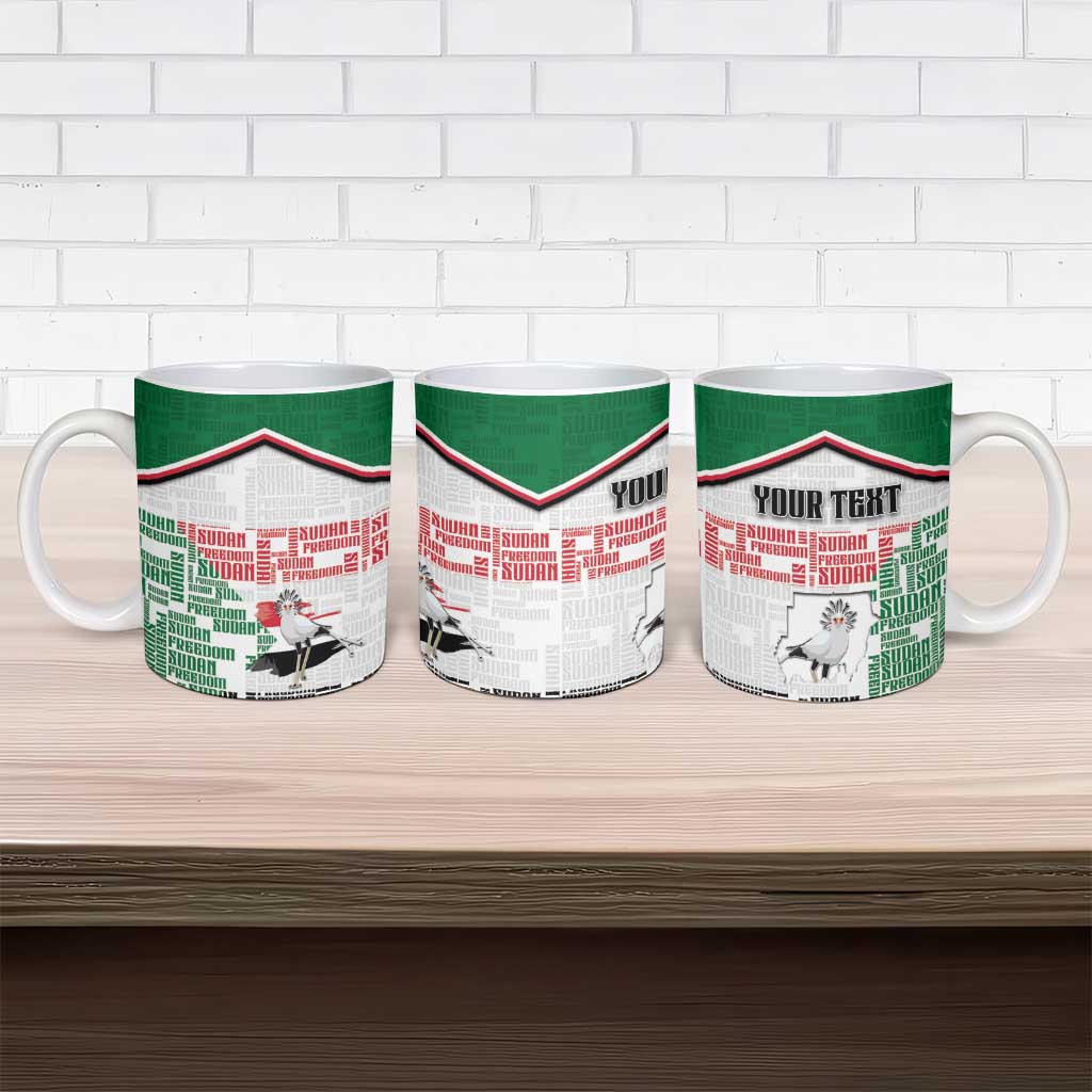 Personalized Sudan Ceramic Mug Secretary Bird With Typography Patterns - Wonder Print Shop