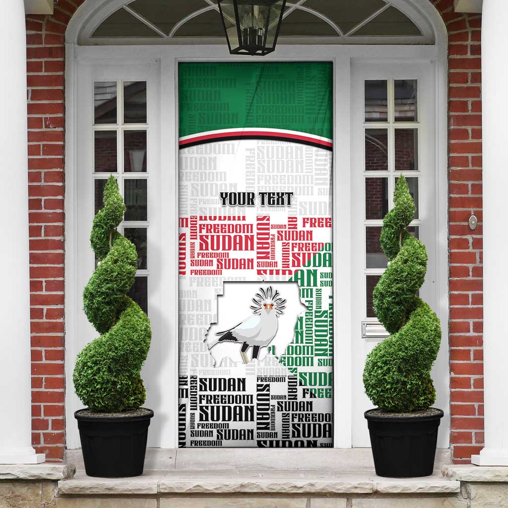 Personalized Sudan Door Cover Secretary Bird With Typography Patterns - Wonder Print Shop