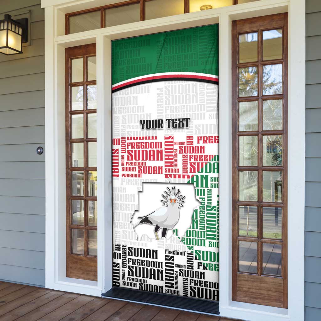 Personalized Sudan Door Cover Secretary Bird With Typography Patterns - Wonder Print Shop