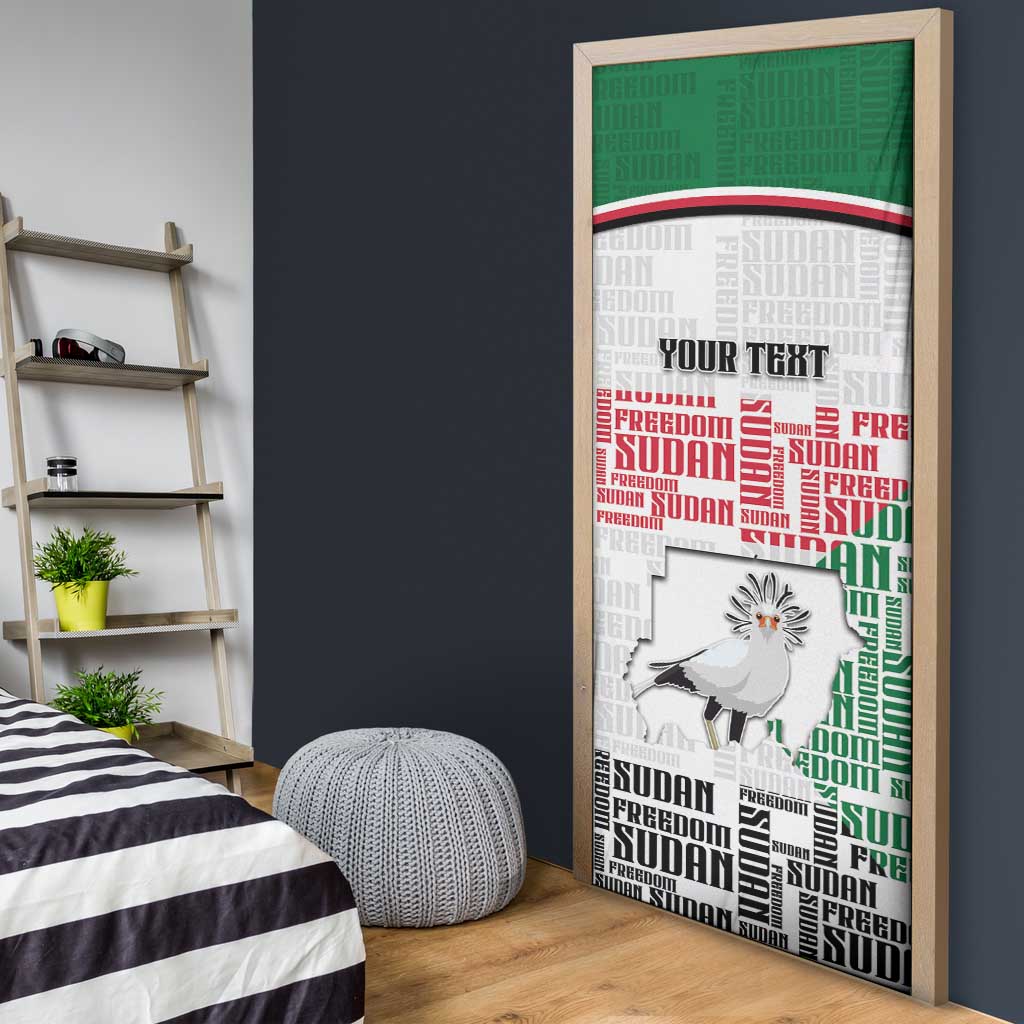Personalized Sudan Door Cover Secretary Bird With Typography Patterns - Wonder Print Shop