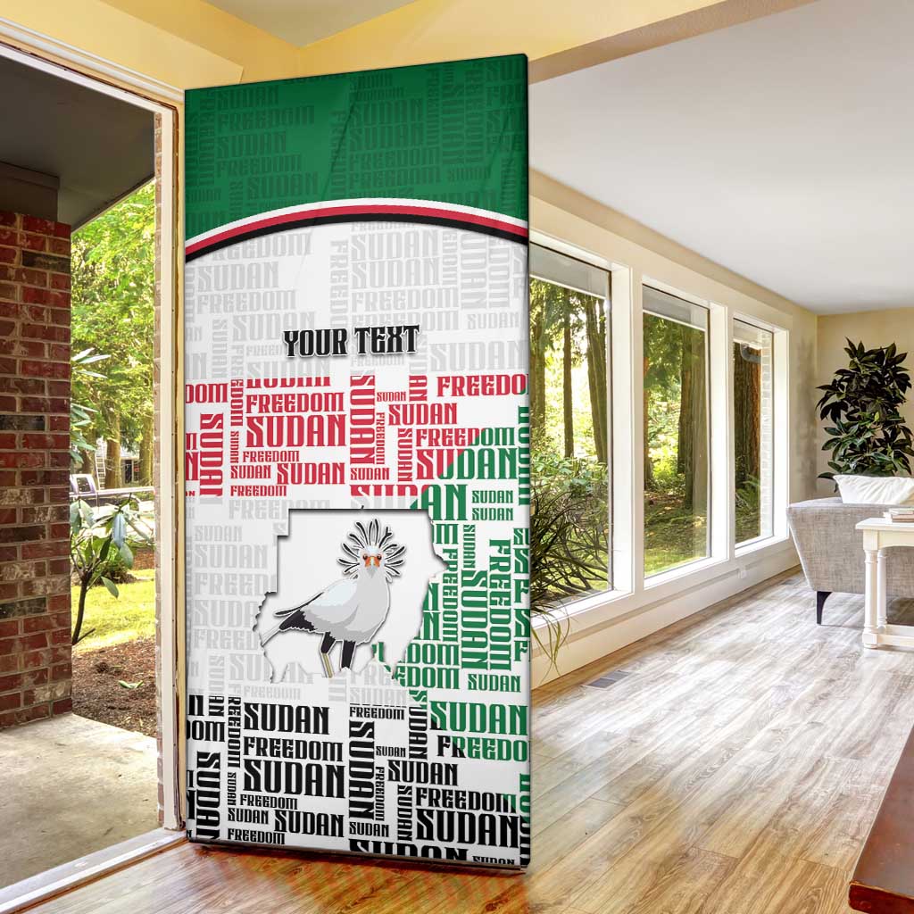 Personalized Sudan Door Cover Secretary Bird With Typography Patterns - Wonder Print Shop