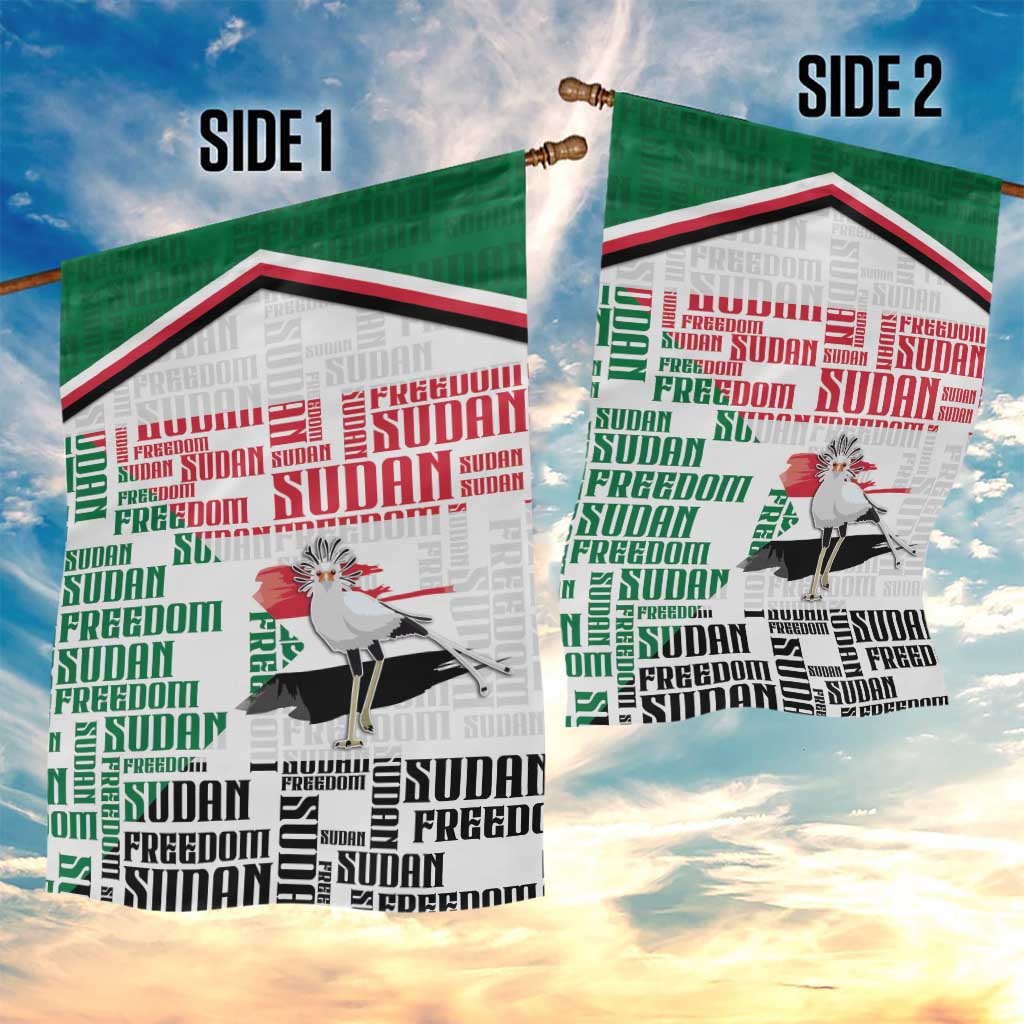 Sudan Garden Flag Secretary Bird With Typography Patterns - Wonder Print Shop